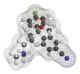 Citalopram anti-depressant drug molecule.