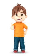 3D render of a boy showing ok sign
