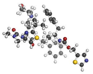 Cobicistat cytochrome P450 inhibiting drug molecule.