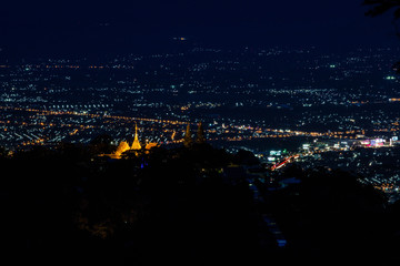 night landscape of Doi Suthep Chiang Mai, Thailand.