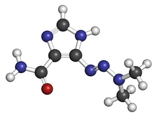 Dacarbazine cancer chemotherapy drug molecule.