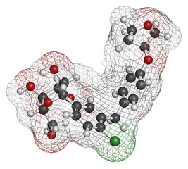 Empagliflozin diabetes drug molecule.