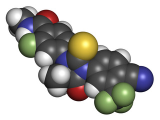 Enzalutamide prostate cancer drug molecule.