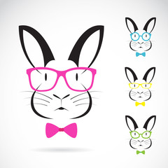 Vector image of a rabbits wear glasses