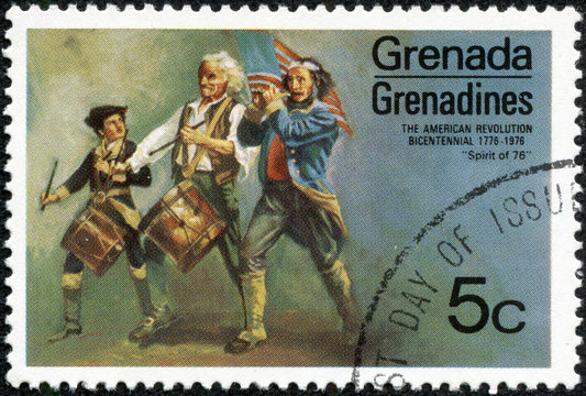 stamp printed in Grenada shows a painting of grenadines
