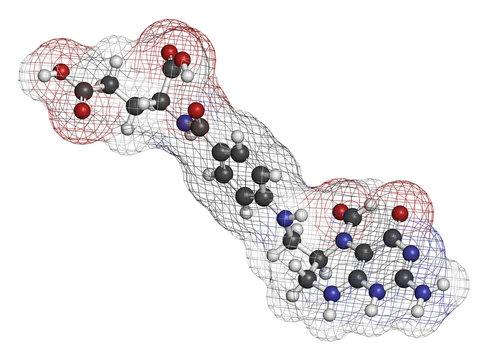 Folinic acid (leucovorin) drug molecule.
