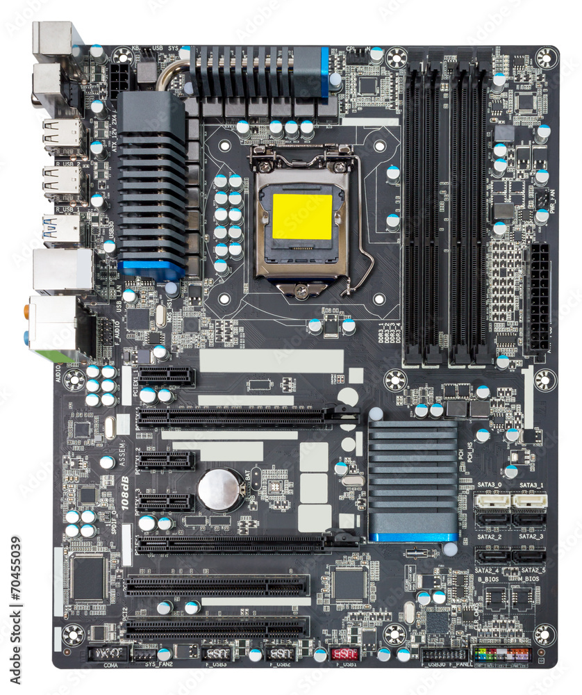 Poster electronic collection - computer motherboard without cpu cooler