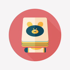 crayons drawing and book flat icon with long shadow,eps10