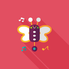 Butterfly music toy flat icon with long shadow,eps10