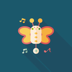 Butterfly music toy flat icon with long shadow,eps10