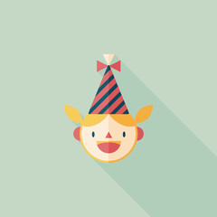 Birthday party girl flat icon with long shadow,eps10