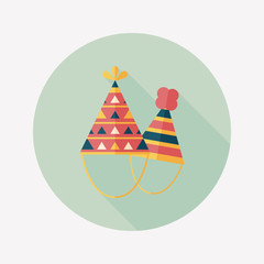 Birthday hat flat icon with long shadow,eps10