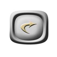 Grey arrow button isolated on white