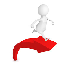 3d human character running toward on arrow up