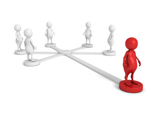social network or business team with red different leader