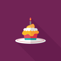 birthday cake flat icon with long shadow,eps10