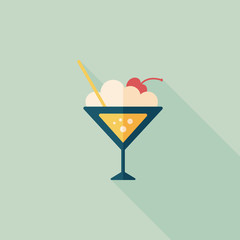 cocktail flat icon with long shadow