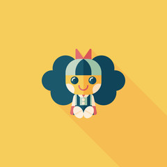 girl doll toy flat icon with long shadow,eps 10