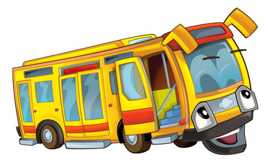 Happy cartoon bus - illustration for the children © honeyflavour