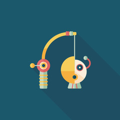 Fishing toy flat icon with long shadow,eps10