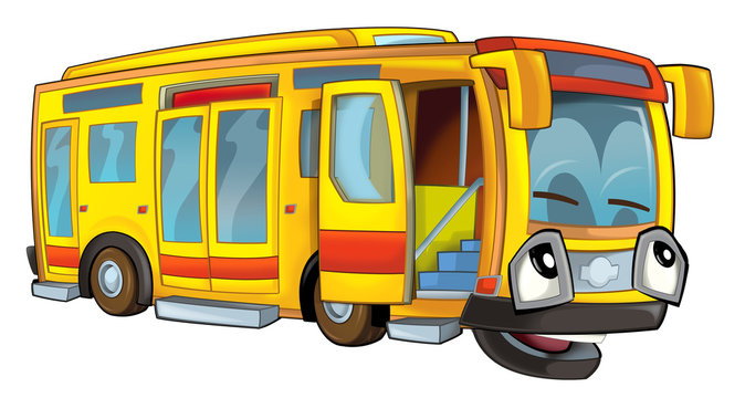 Happy cartoon bus - illustration for the children