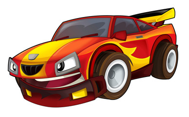Fototapeta na wymiar Cartoon sports car racing - illustration for the children