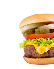 Close up of tasty hamburger.