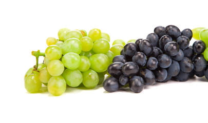 Bunch of white and black grapes.