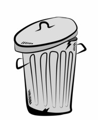 hand drawn trash can isolated