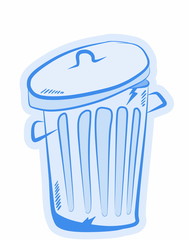 hand drawn trash can isolated (layer version for label)