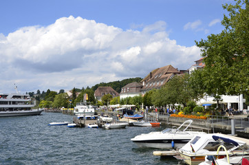 Fototapeta na wymiar Bodenseeufer mit Boote, Überlingen