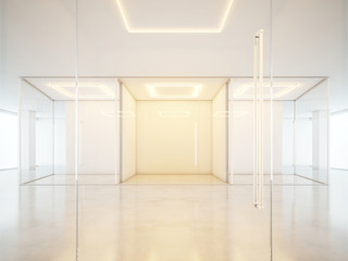 Office interior with white walls