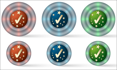 set of six icons with check box