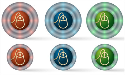 set of six icons with mouse icon