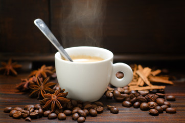 cup of smoking coffee