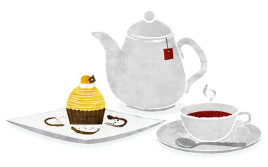 モンブランと紅茶　＜黄＞