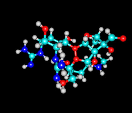 Streptomycin molecule isolated on black