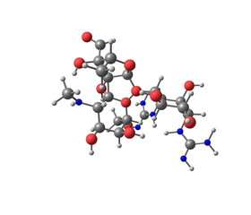 Streptomycin molecule isolated on white