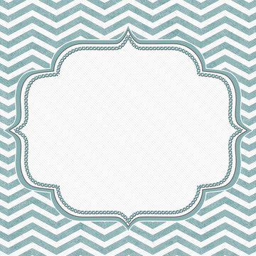 Teal and White Chevron Frame with Embroidery Background