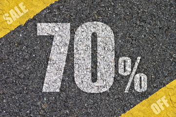 road surface with text .discount sign.