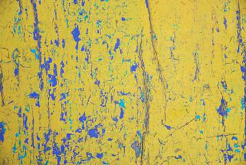Grunge yellow and blue painted wooden textured background