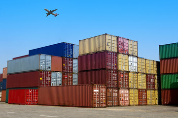 Fototapeta premium industrial port with containers