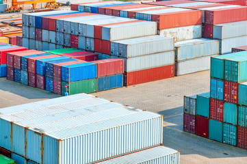 Fototapeta premium industrial port with containers