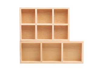 wood shelves isolated on white background