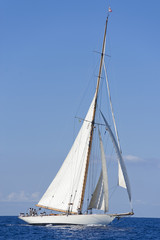 Ancient sailing boat during a regatta at the Panerai Classic Yac