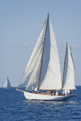 Ancient sailing boat during a regatta at the Panerai Classic Yac