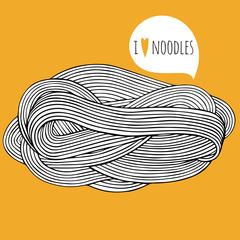 Hand drawn noodle. Doodle illustration for kitchen and cafe