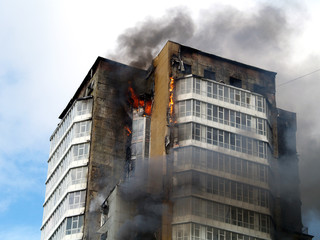 skyscraper on fire