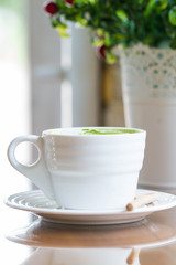 hot green tea latte