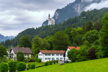Neuschwanstein Castle in the Bavarian Alps, Germany - obrazy, fototapety, plakaty